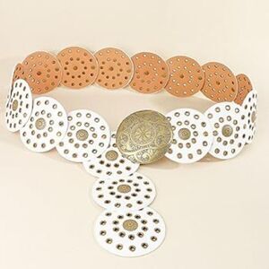 MOST WANTED WHITE LEATHER DISC BELT Size S/M